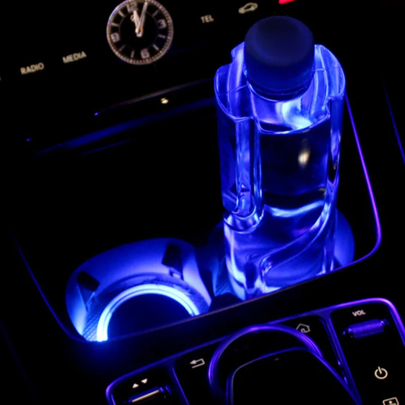 Универсальный автомобильный Противоскользящий коврик водонепроницаемый Солнечный светодиодный держатель для бутылки с напитками подставка USB Автомобильные Коврики для зарядки DXY88