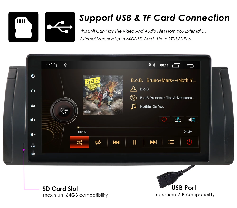 Best Android9.0 9Inch In Dash Car NODVD Player Multimedia For BMW/E39/X5/M5/E53 With 2GRAM Canbus 4GWifi GPS Navigation Radio BT CAM 2 Best Android9.0 9Inch In Dash Car NODVD Player Multimedia For BMW/E39/X5/M5/E53 With 2GRAM Canbus 4GWifi GPS Navigation Radio BT CAM 2