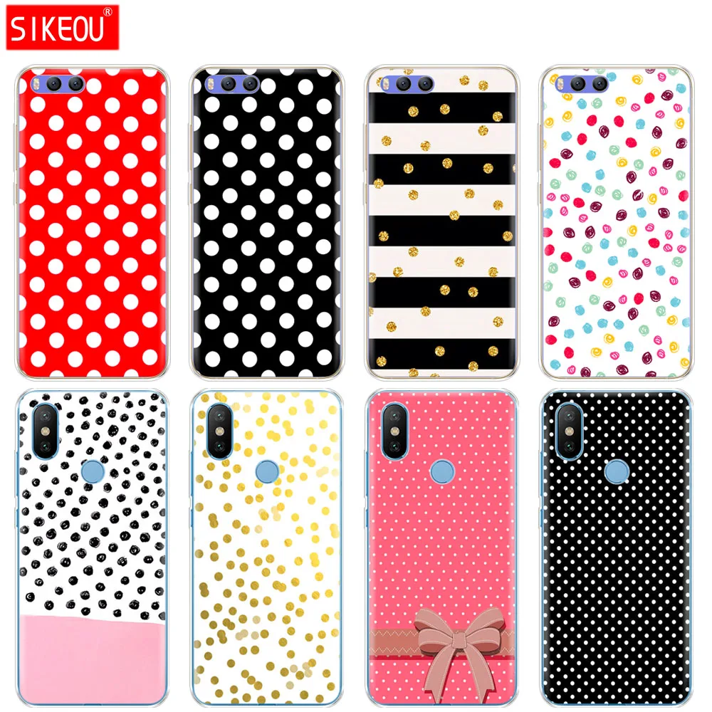 

Silicone Cover Case For Xiaomi Mi 8 8SE A1 A2 5 5S 5X 6 Mi5 MI6 NOTE 3 MAX Mix 2 2S Polka dots