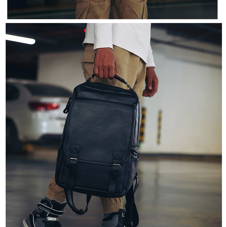 Водостойкие PU мужской кожаный рюкзак студенческие школьные сумки повседневные Путешествия рюкзак спортивные мужские большой емкости