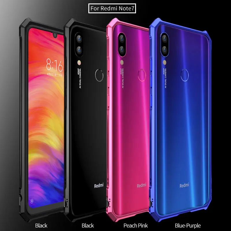 

Luxury Metal Frame Bumper For Xiaomi Redmi Note 7 Shockproof Phone Buckle Case For Xiaomi Redmi Note 7 Pro Coque Fundas