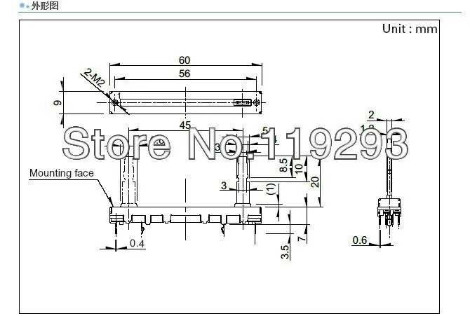 [Bella] общие Para --- график 6 см B10KX2 B10K потенциометров 10 К * 2 вал длина 20 мм быть-hringer-10 шт./лот