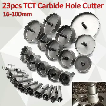 

23pc 16-100mm Hole Saw Cutter Drill Bit Set Carbide Tip Drill Bit TCT Metal Wood Cutter
