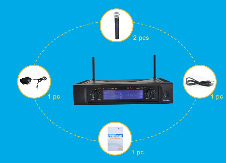 Freeboss M-2280 50 м расстояние 2 канала ручной микрофон системы караоке вечерние Dj церкви UHF беспроводной микрофон