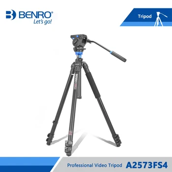 

Benro A2573FS4 Video Tripod Professional Auminium Camera Tripods S4 Video Head QR6 Plate BS03 Pan Bar Handle Carrying Bag
