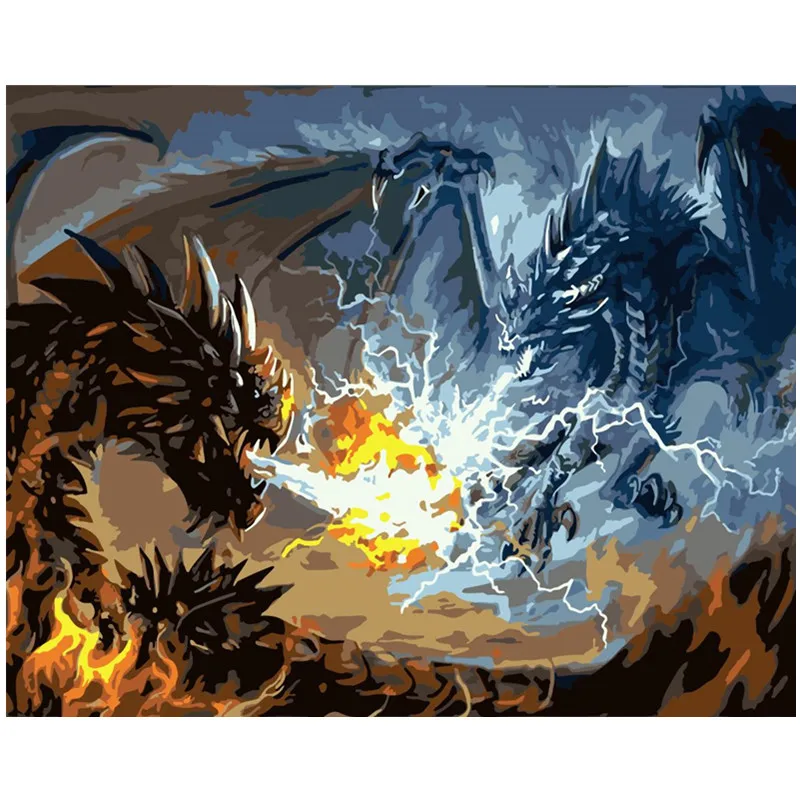 

Painting By Numbers DIY Dropshipping 40x50 50x65cm Spectacular water dragon Animal Canvas Wedding Decoration Art picture Gift