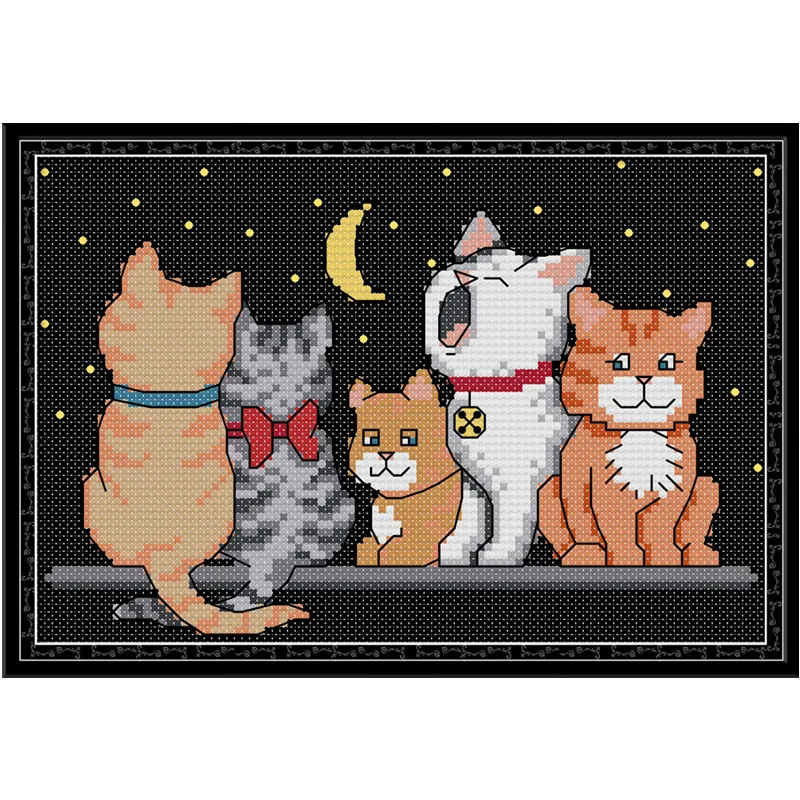 

Cross Stitch Kits Embroidery Needlework Sets Animal All For Needlework Cross Stitch Cats DIY For Home Decoration For Bedroom