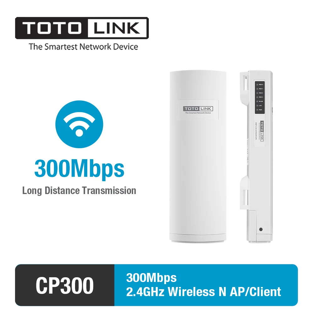 

TOTOLINK CP300 300Mbps 2.4GHz Band High Power Outdoor AP/Client with 12 dBi Antenna Covering 8~10KM