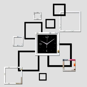 

promotion new diy wall clock clocks stickers multi piece package quartz living room acrylic mirror sticker modern