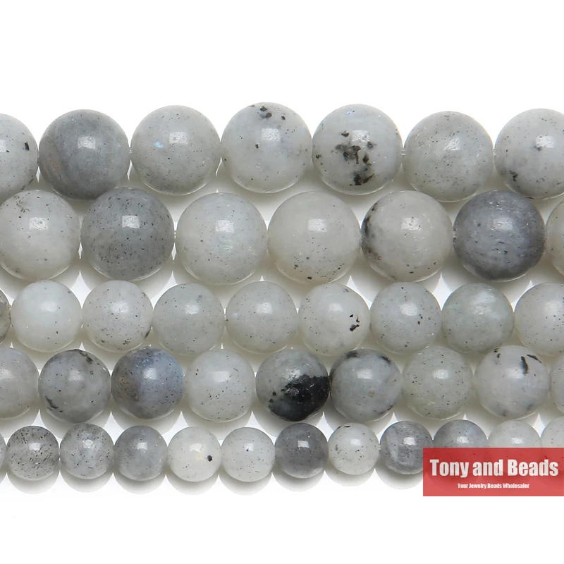 

9th Aug Free Shipping Natural Stone Gray White Labradorite Round Loose Beads 15" Strand 6 8 10 12MM Pick Size For Jewelry