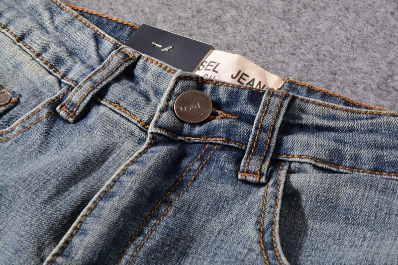 American Streetwear Men Jeans Blue Color Slim Fit Casual Denim Pants Ankle Zipper Elastic Jeans Men Hip Hop Jeans homme 