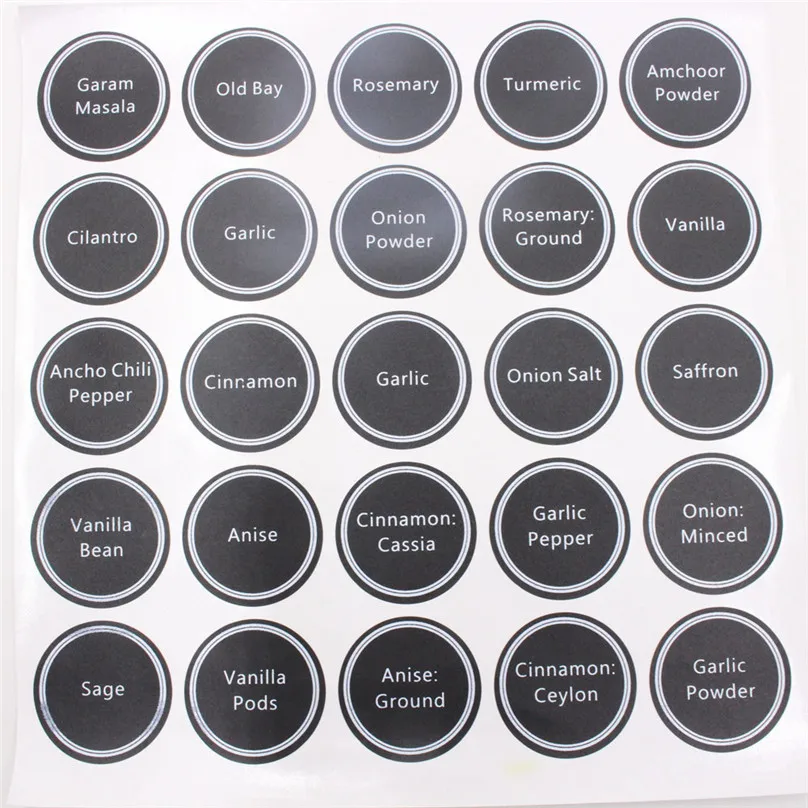 13pcs Printed Spice Jar and Pantry Label Set Chalkboard Round Stickers Write-on Labels Stickers #4M08 (3)