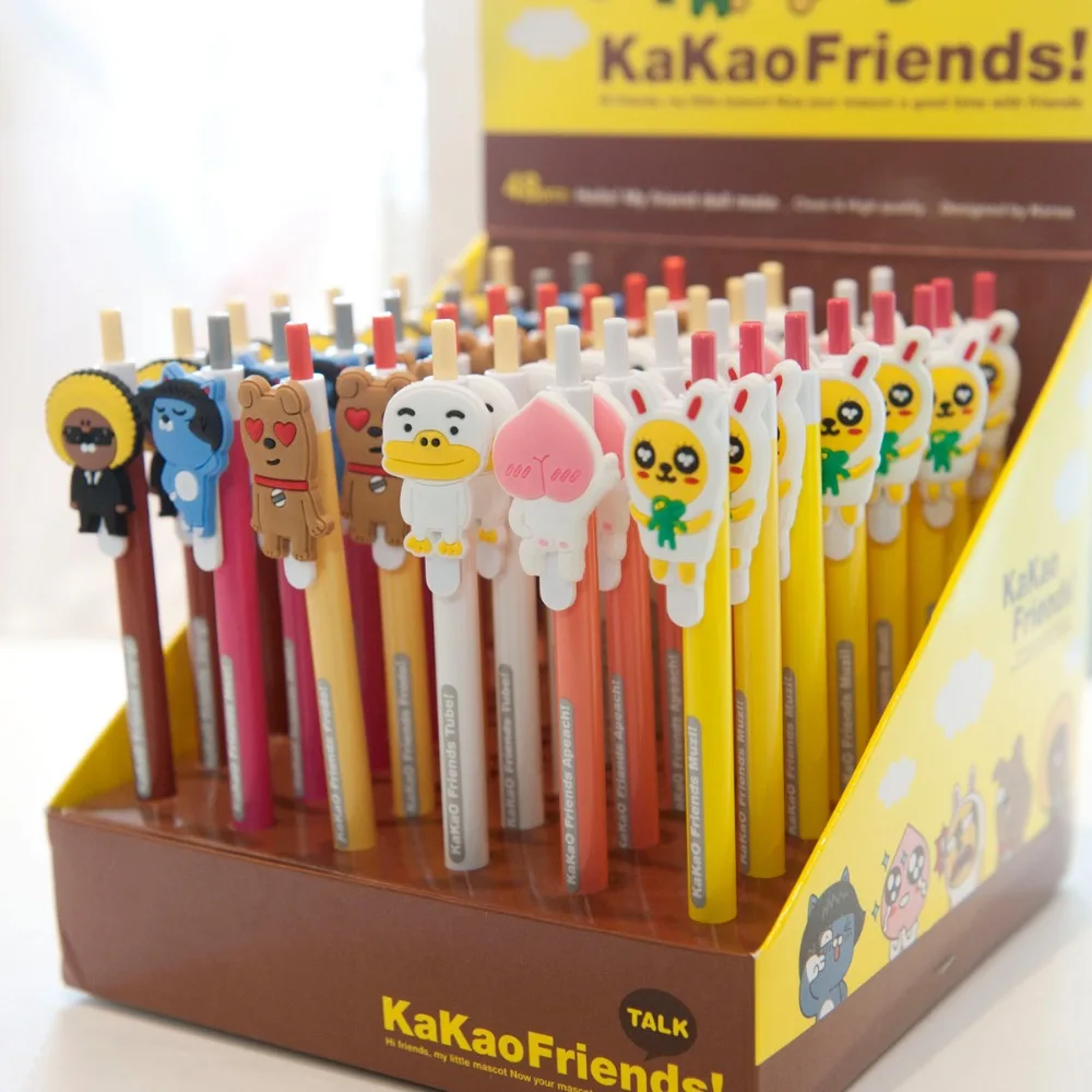 48Pcs Cartoon Pens 6Colors Pen Cocoa Friends Dolls Kawaii Stationery