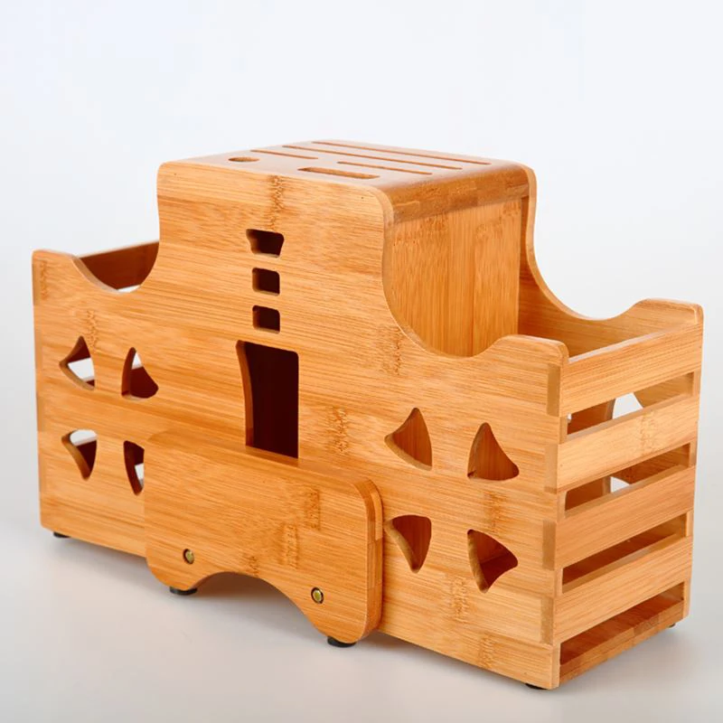 Creative Wood Knife Holder Multifunction Kitchen Knife Storage Rack Bamboo Knife Block Kitchen Supplies Free Shipping