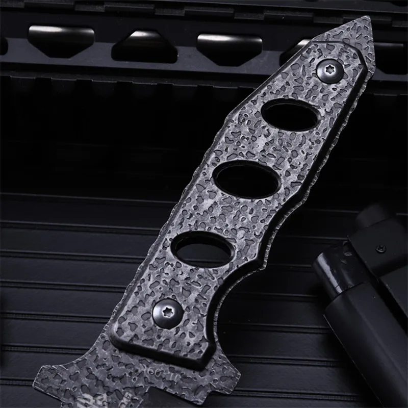 Outdoor self-defense field high hardness saber wilderness survival fruit knife small straight knife folding knife engraving