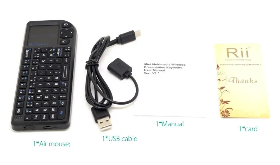 Rii Mini X1 французский(Azerty) Мини 2,4 ГГц Беспроводная клавиатура Air mouse с тачпадом для Android tv Box/мини ПК/ноутбука