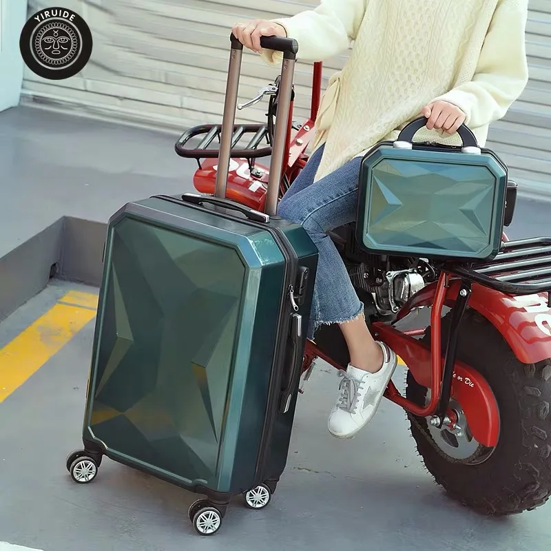 Креативный чемодан для путешествий на колесиках с косметическим чехлом для мужчин и женщин, 2 шт./компл., багаж на колесиках, модный персональный багаж для переноски - Цвет: Green(set)