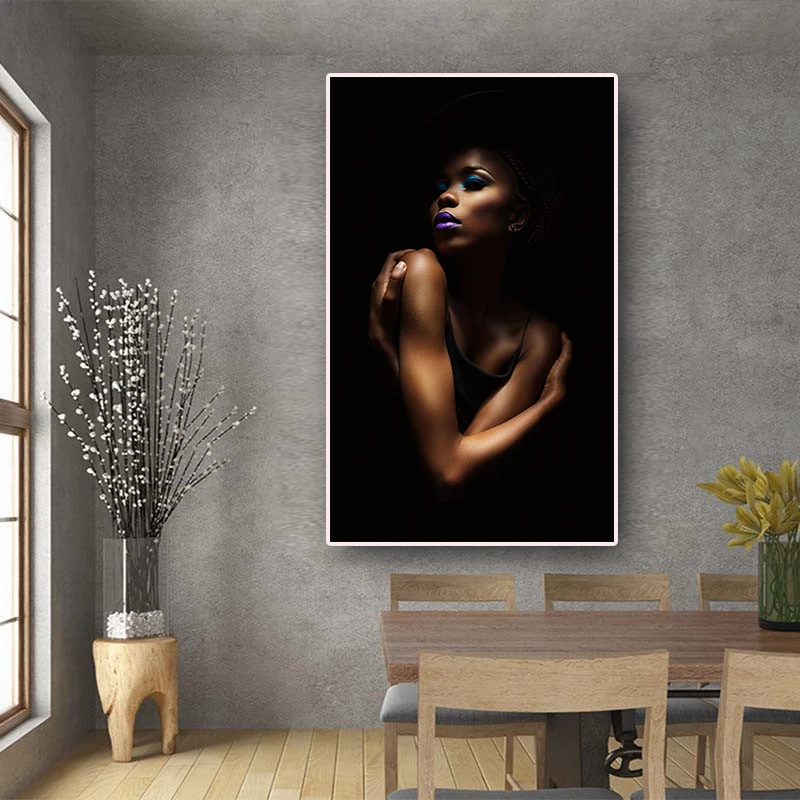Сексуальная черная Обнаженная Африканская женщина портрет, холст, живопись, плакаты и принты скандинавские настенные картины для гостиной Куадрос