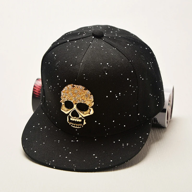

New Skull Punk Street High Quality Cotton Men Women Hats Flat Brimmed Baseball Cap Hip Hop Snapback Personalized Caps Hot Sale