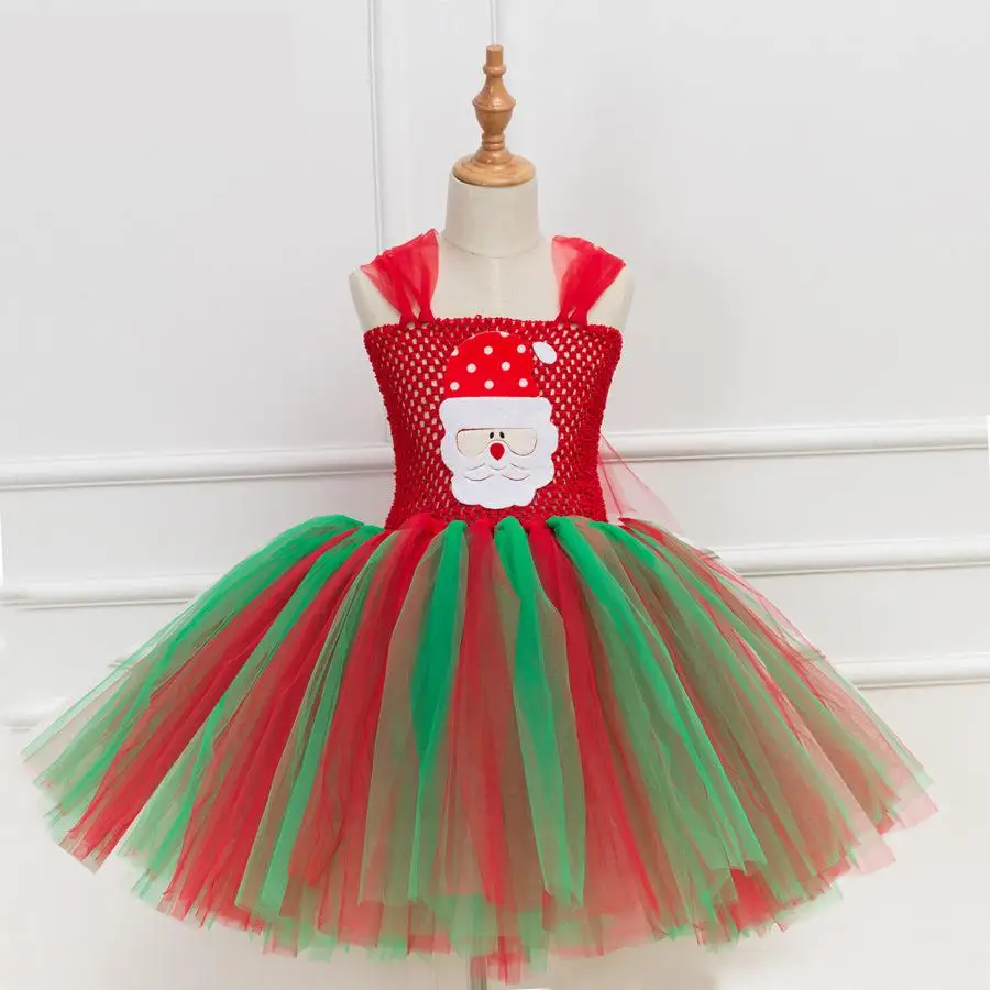 

Hot Christmas Tutu Dress Girl Santa Claus Design Lovely Princess Dress Kids Children Party Dress Cosplay Costumes Festival Gifts