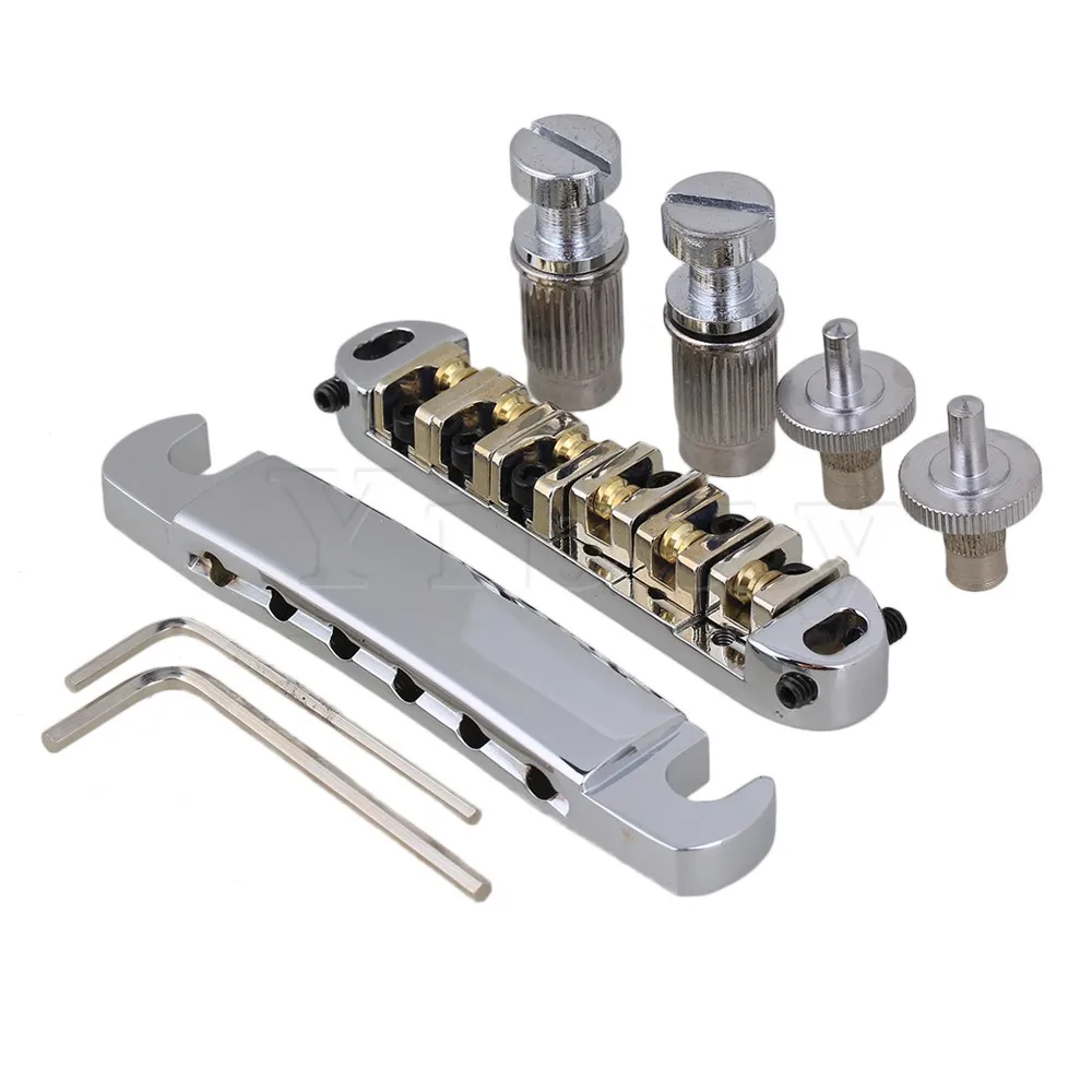 

Yibuy CR Locking Roller Tune-O-Matic TOM Bridge/Tailpiece For Electric Guitar
