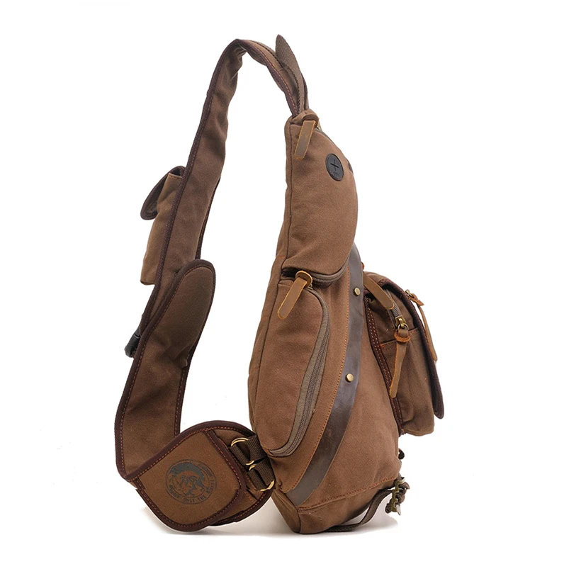 Мужской рюкзак с одним плечевым ремнем Augur черный холщовый 2019|back pack bag|canvas backpackcanvas