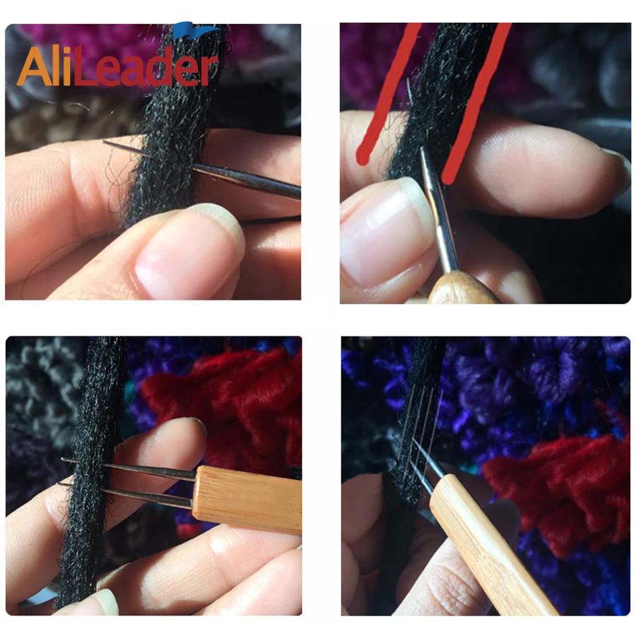 AliLeader 0,75 мм двойная головка дредлок деревянная ручка крючком игла крюк для дреды, косы для изготовления волос иглы инструменты для дредов