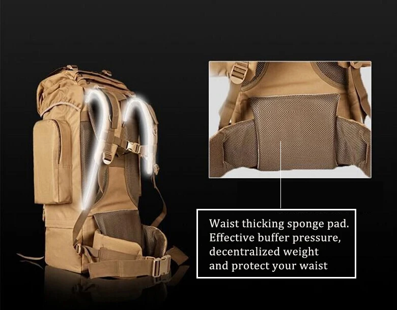 Mochilas à Prova Bolsas de Acampamento 100l ao ar Livre Grande Capacidade Tático Escalada Dnylon Água Náilon Viagem Esporte Caminhadas Masculino Mod. 1257282 27 Esporte e Lazer