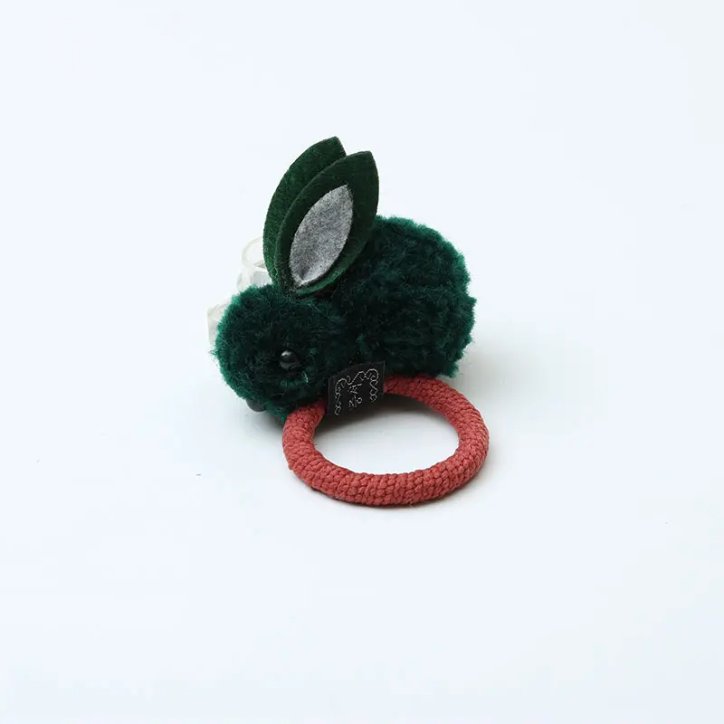Модное милое кольцо из кроличьей шерсти с помпонами, женские корейские эластичные резинки для волос, Детские аксессуары для волос - Цвет: Green