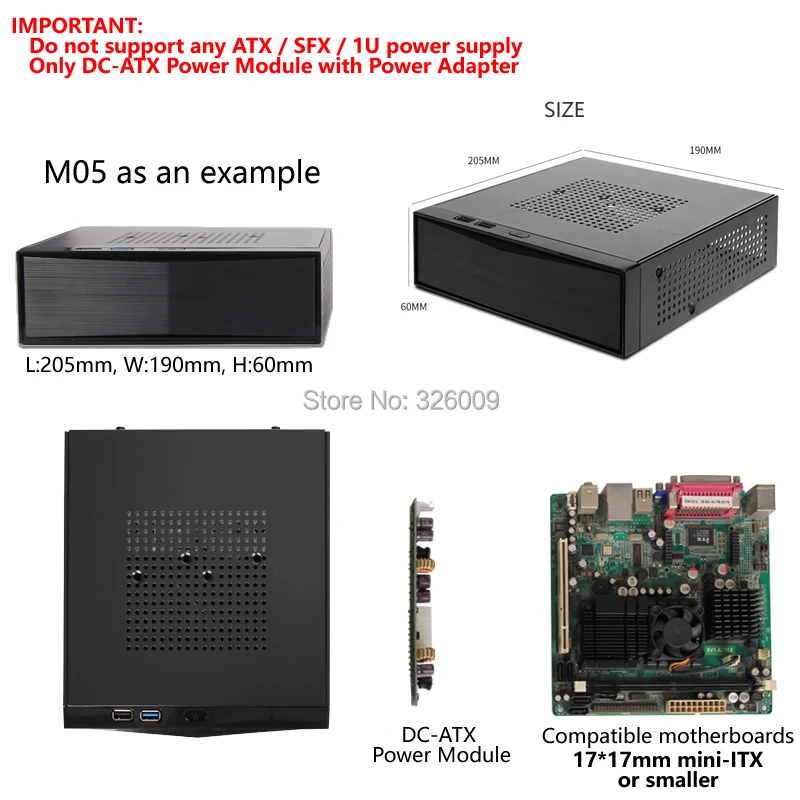 ARSYLID SKC-M05 HTPC mini-ITX Тонкий чехол для компьютера USB2.0 Поддержка USB3.0 горизонтальный мини Чехол 20,5*19*6 см 60 Вт 84 Вт 120 Вт 150 Вт