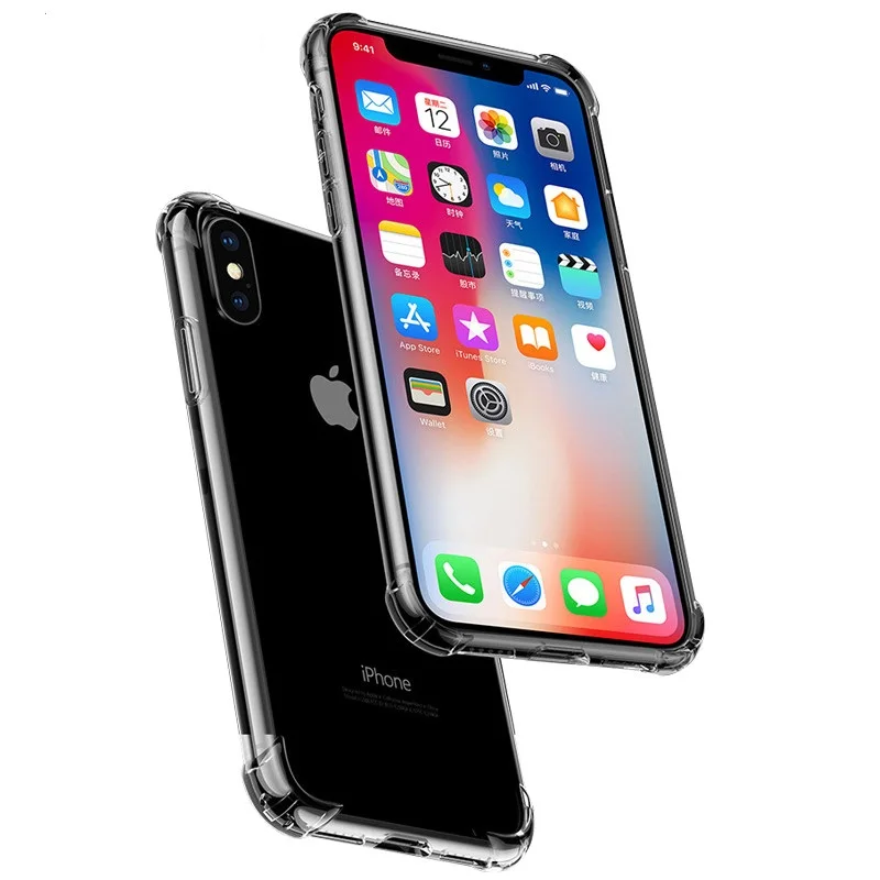 Модный противоударный бампер прозрачный силиконовый чехол для телефона iPhone XS XR