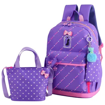 

3Pcs Sets Princess School Bags Primary Backpack for Girls Cute Heart print Kids Bookbag Tote Bags Mochila escolar