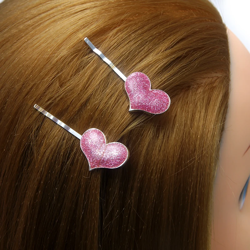 

1pair Fashion Girls Hairpins Glitter Heart Pin Hair Clips for Girls Hair Accessories Kids Hair Pin Clip Headdress Gift Headwear
