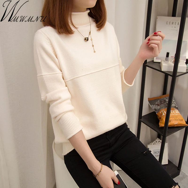 2018 Autumn Winter Women Pullovers Sweater Knitted Elasticity Casual Jumper Fashion Slim Turtleneck Warm Female Sweaters Sweaters