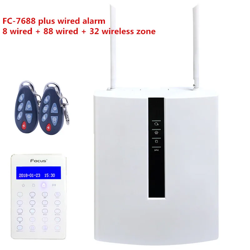 DIY industry Alarm FC-7688 Plus TCP IP Security Alarm GSM Alarm With 96 Wired Smart Alarm System with WebIE Control Anywhere