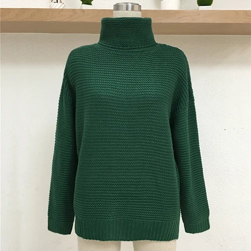 Женский джемпер, свитер с высоким воротом, пуловер, джемпер, теплый рождественский плотный свитер, толстый зимний вязаный свитер большого размера - Цвет: Green