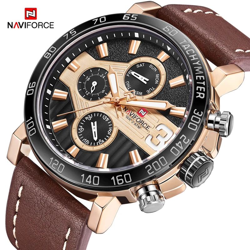 

Naviforce Top Sport Man Watches 3ATM Week Clock Men's Analog Quartz 24 Hour Date Watches Men WristWatches