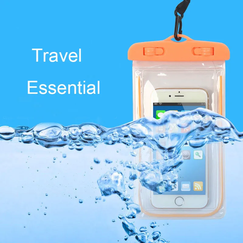 CRUSHONU Водонепроницаемый плавание сумки Серебристые телефона для наружной Дайвинг пляжные воды мешок