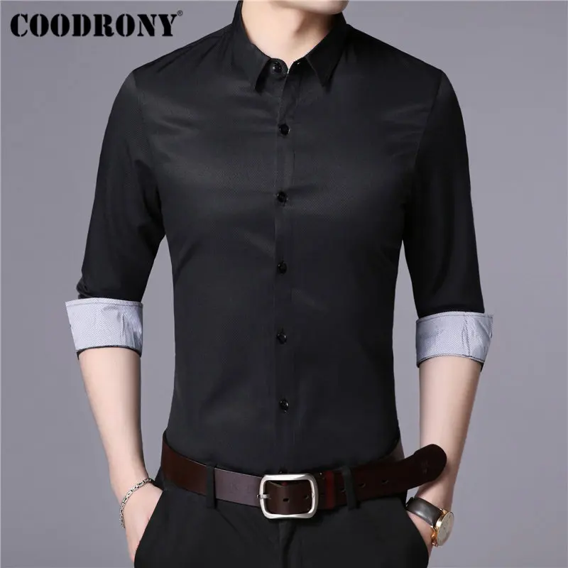 COODRONY, брендовая мужская рубашка, мягкий хлопок, Camisa Masculina, осень, Новое поступление, рубашка с длинным рукавом, мужская, деловая, повседневная, мужские рубашки, 96025