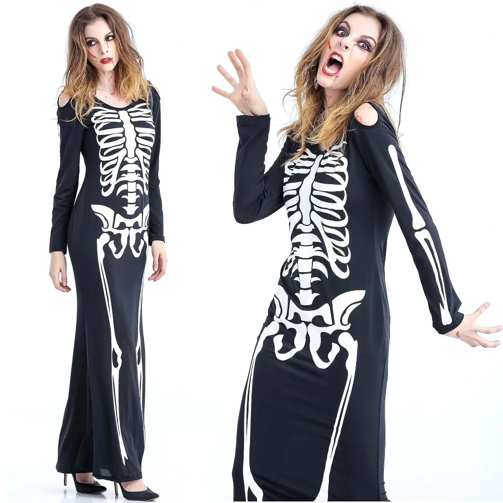 Skeleton Dress Halloween aliexpress com buy women u0027s long skeleton dress walking dead Skeleton Dress Halloween aliexpress com buy women u0027s long skeleton dress walking dead