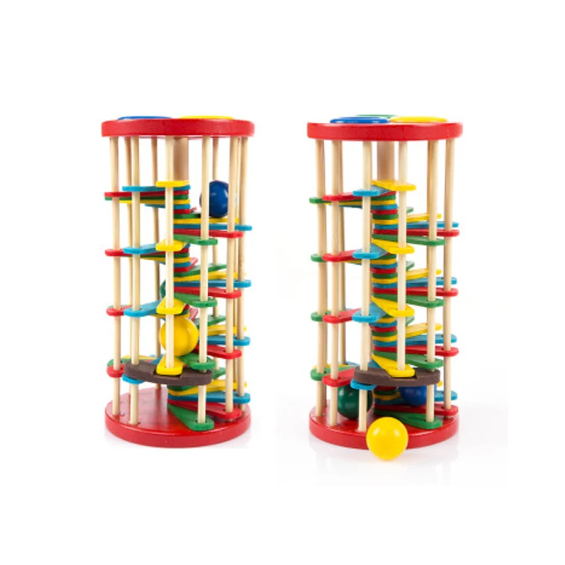 

1 PC WoodenToys Color Knock Ball Off The Ladder Tables Toys Intelligence Development Children Educational Toys