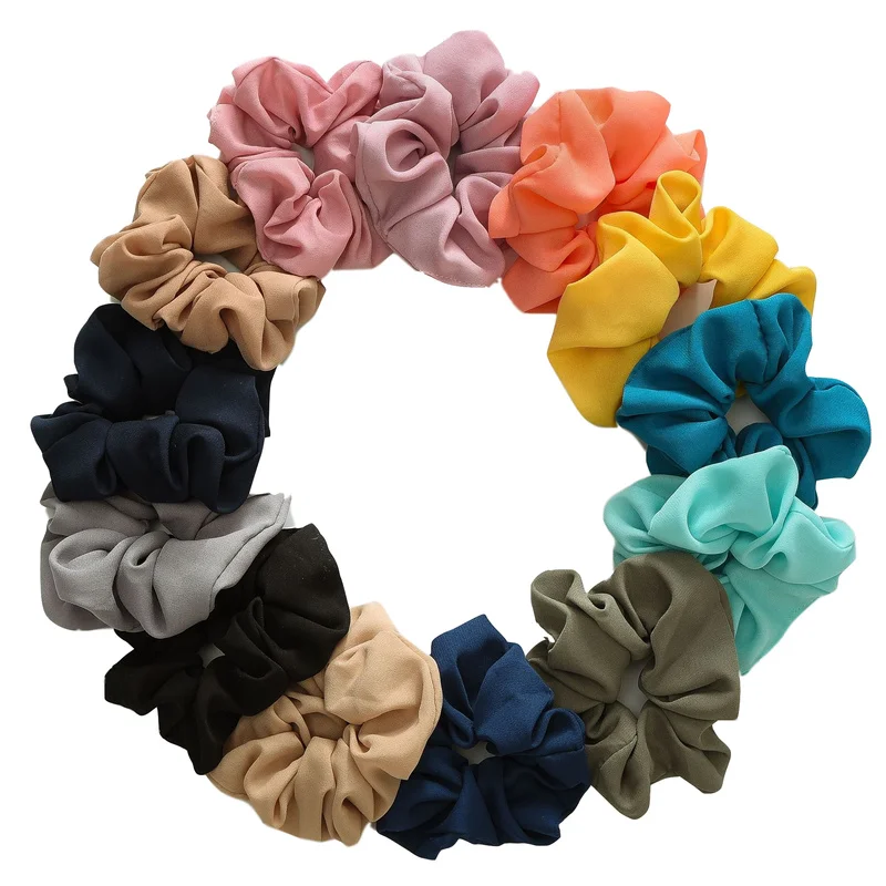 

New Soft Chiffon Velvet Satin Hair Scrunchie Floral Loop Holder Stretchy Hair Band Leopard Women Hair Accessories for Female