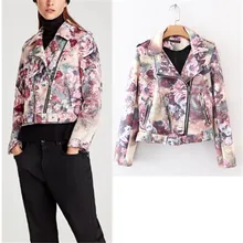 Осенний сезон Новая Европейская и американская Женская замшевая куртка с цветочным принтом, куртка с локомотивным принтом, модная уличная одежда