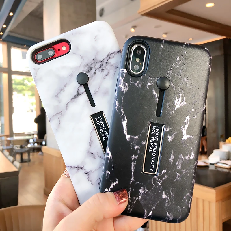 

Restoring ancient ways Marble Phone Case For iphone X 7 8 6 6s plus 6splus Golden Silver Finger Ring Holder Grip Soft Case Cover