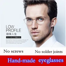 2017 Retro brillengestell männer Reine handarbeit brillen frames männer marke brille für myopie schraubenlose brillen
