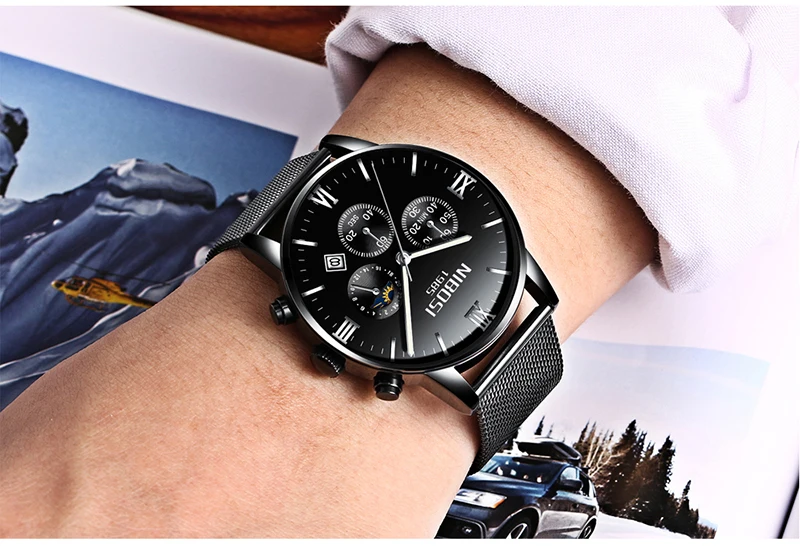 Uhren Herren NIBOSI Gold And Black Men's Quartz Watch Business Watch Brand Luxury Dress Analog Wristwatch Waterproof Full Steel (11)