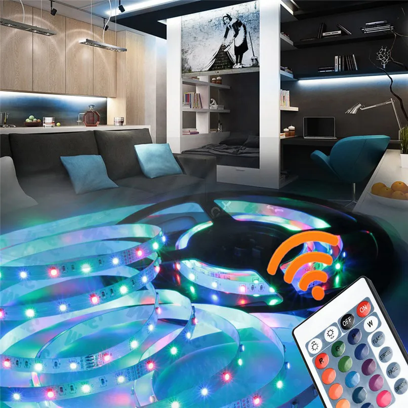 LED Strip Light 50-200CM USB LED Strip Light TV Back Lamp 2835RGB Colour Changing + Remote Control #4P26 (1)