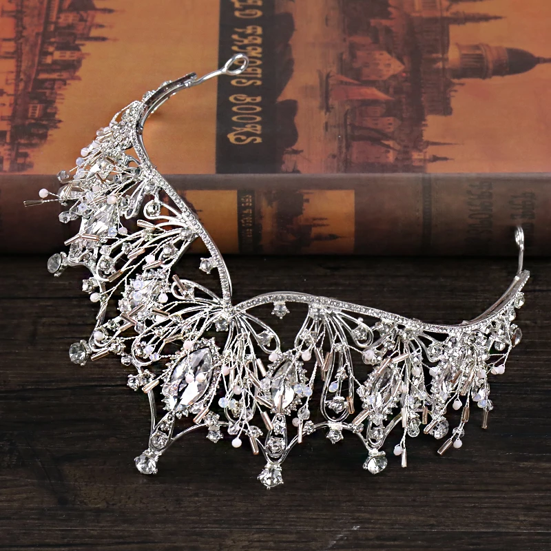 Кристалл большая тиара и короны роскошные стразы свадебные украшения для волос для женщин ручной работы королева принцесса свадебные аксессуары для волос