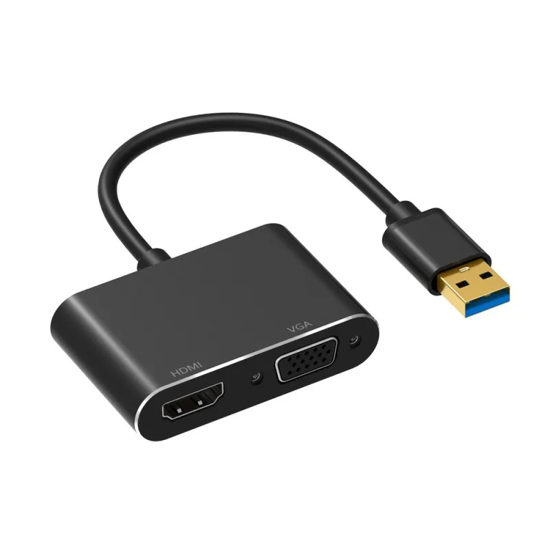 Универсальный 2 в 1 USB к VGA HDMI HD 1080P 4K мульти-дисплей конвертер аудио видео кабель конвертер USB3.0 к адаптер HDMI VGA двойной