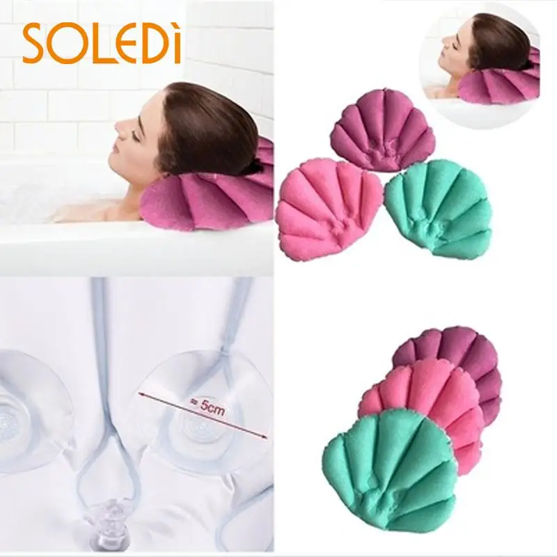 

LUOEM Bath Pillow Inflatable Spa Pillow Soft Back Neck Cushion With Suction Cups for Bathtub Bathroom Random Color